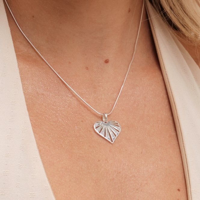 Jon Richard Simply Silver Sterling Silver 925 Cubic Zirconia Cut Out Heart Pendant