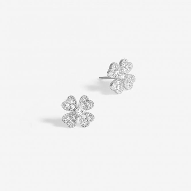 jon richard Simply Silver Sterling Silver 925 Cubic Zirconia Clover Large stud Earrings