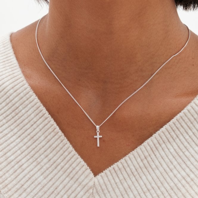 Jon Richard Simply Silver Sterling Silver 925 Cubic Zirconia Cross Set - Gift Boxed