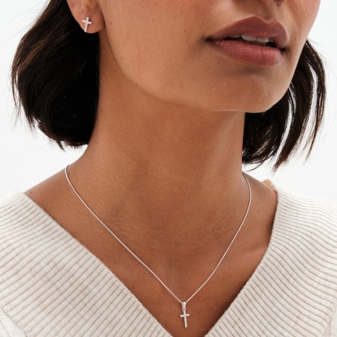 Jon Richard Simply Silver Sterling Silver 925 Cubic Zirconia Cross Set - Gift Boxed