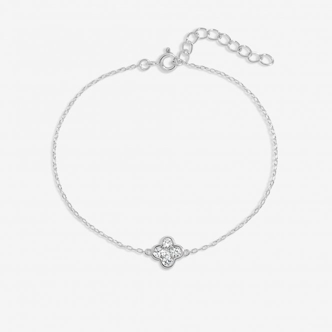 jon richard Simply Silver Sterling Silver 925 Cubic Zirconia Clover Bracelet