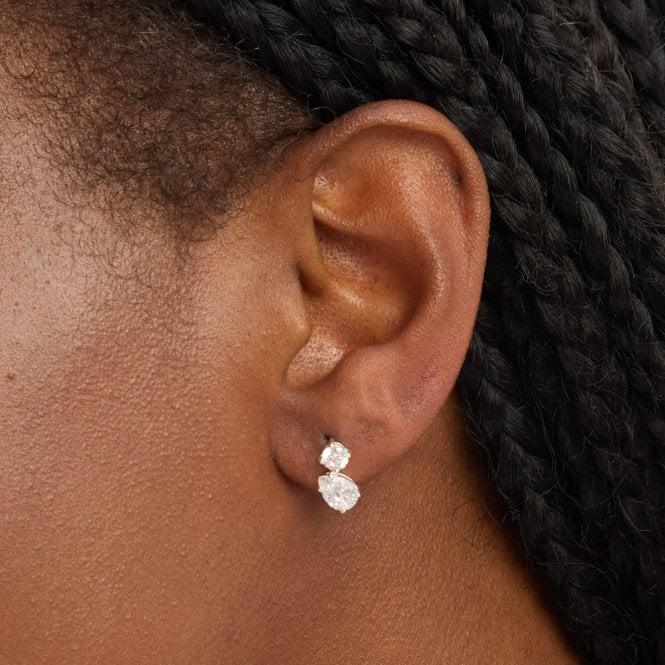 Jon Richard Simply Silver Sterling Silver 925 Cubic Zirconia Duo Stone Stud Earrings