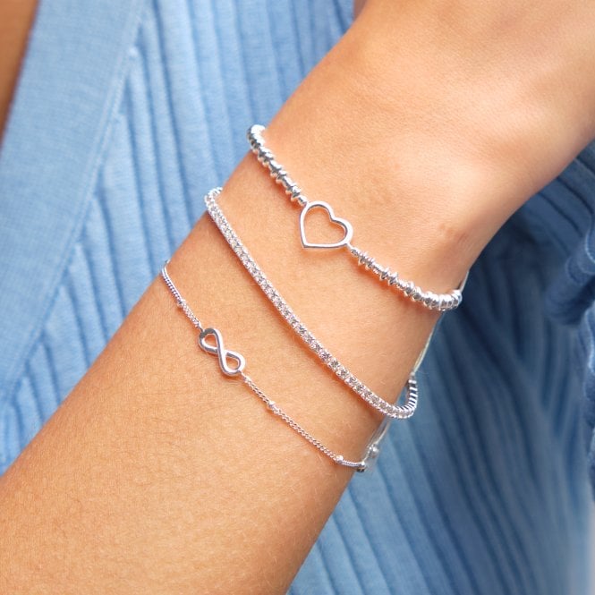 Jon Richard Simply Silver Sterling Silver 925 Cubic Zirconia Fine Tennis Bracelet