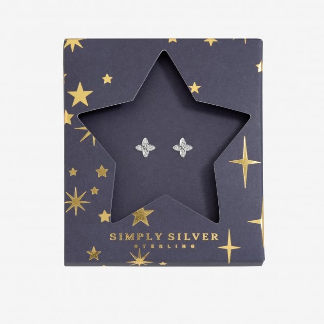 jon richard Simply Silver Sterling Silver 925 Cubic Zirconia Floral Clover Earrings - Gift Sleeve jon richard Simply Silver Sterling Silver 925 Cubic Zirconia Floral Clover Earrings - Gift Sleeve