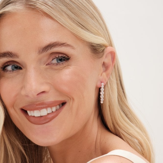 Jon Richard Simply Silver Sterling Silver 925 Cubic Zirconia Graduated Tennis Drop Earrings