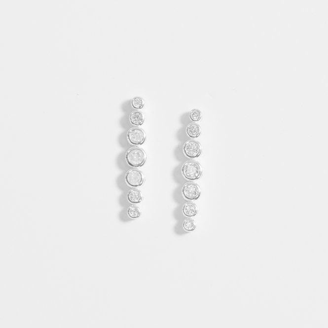 Jon Richard Simply Silver Sterling Silver 925 Cubic Zirconia Graduated Tennis Drop Earrings