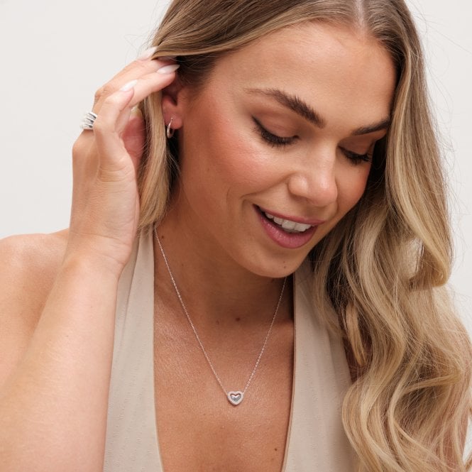 Jon Richard Simply Silver Sterling Silver 925 Cubic Zirconia Heart Halo Pendant