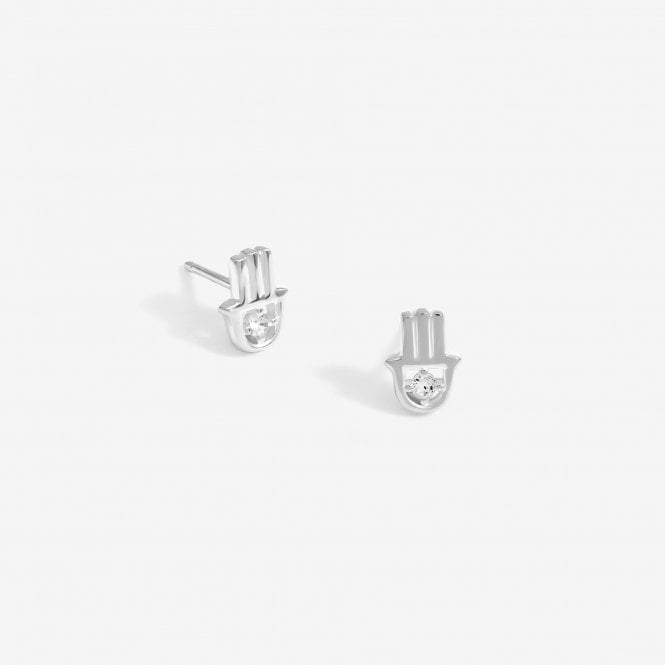 jon richard Simply Silver Sterling Silver 925 Cubic Zirconia Hamsa Hand Stud Earrings