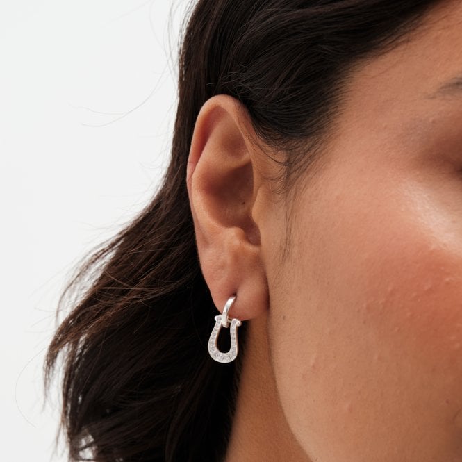 jon richard Simply Silver Sterling Silver 925 Cubic Zirconia Horseshoe Earrings