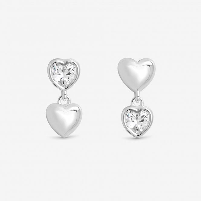 jon richard Simply Silver Sterling Silver 925 Cubic Zirconia Heart Drop Earrings