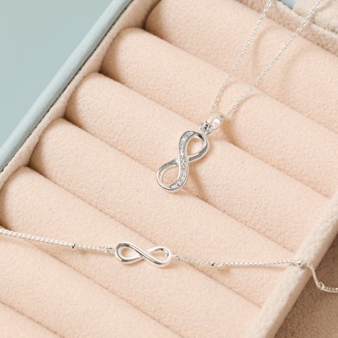 Jon Richard Simply Silver Sterling Silver 925 Cubic Zirconia Infinity Pendant