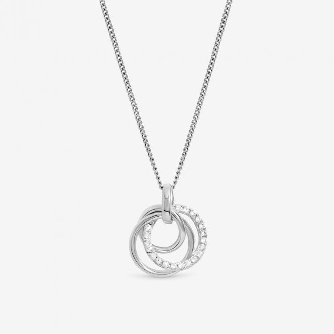 jon richard Simply Silver Sterling Silver 925 Cubic Zirconia Interlink Knot Pendant - Gift Pouch