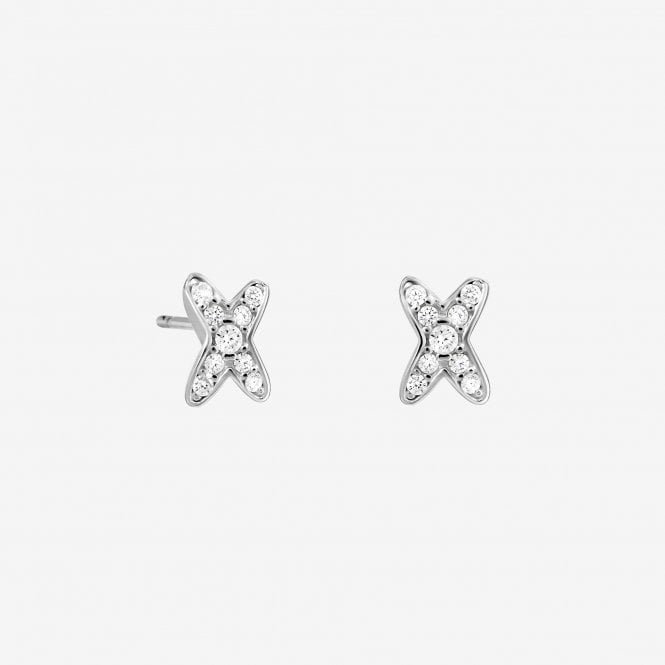 Jon Richard Simply Silver Sterling Silver 925 Cubic Zirconia Kiss Earrings - Gift Cracker