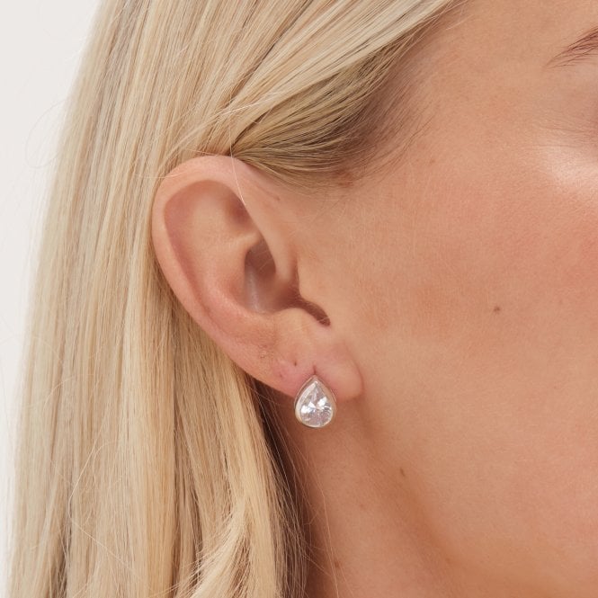 Jon Richard Simply Silver Sterling Silver 925 Cubic Zirconia Large Pear Drop Stud Earrings
