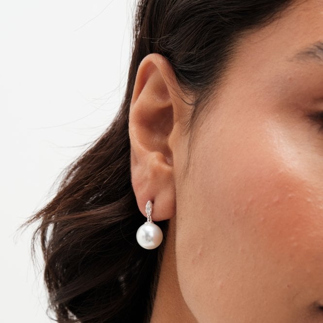 Jon Richard Simply Silver Sterling Silver 925 Cubic Zirconia Linear Navette Drop Earrings