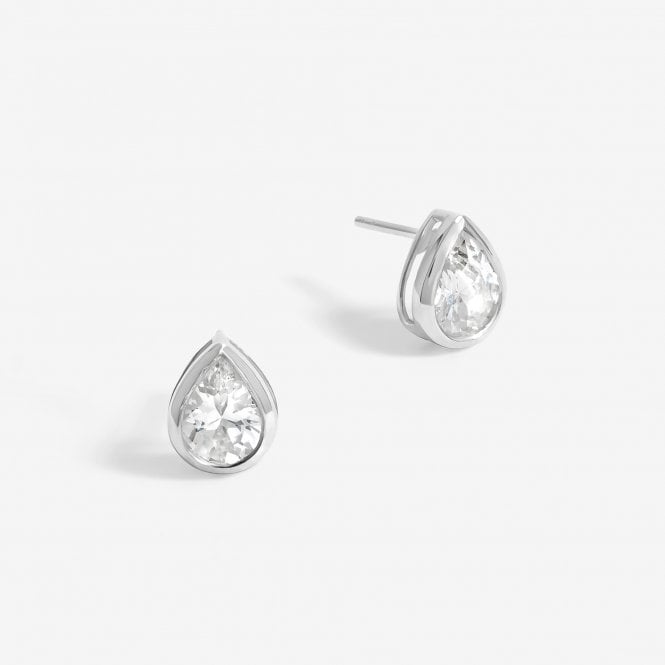 jon richard Simply Silver Sterling Silver 925 Cubic Zirconia Large Pear Drop Stud Earrings