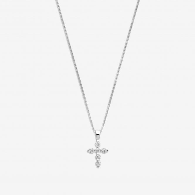 Jon Richard Simply Silver Sterling Silver 925 Cubic Zirconia Mini Cross Pendant