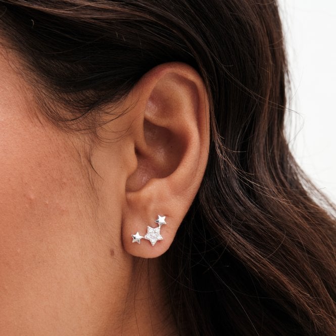 jon richard Simply Silver Sterling Silver 925 Cubic Zirconia Mini Star Climber Earrings