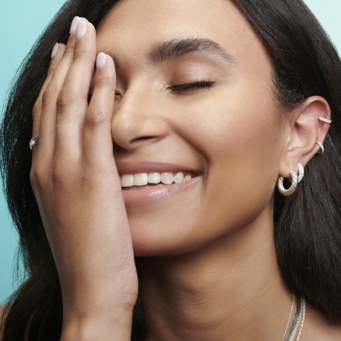 Jon Richard Simply Silver Sterling Silver 925 Cubic Zirconia Mini Hoop Earrings