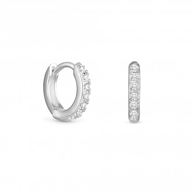 jon richard Simply Silver Sterling Silver 925 Cubic Zirconia Mini Hoop Earrings