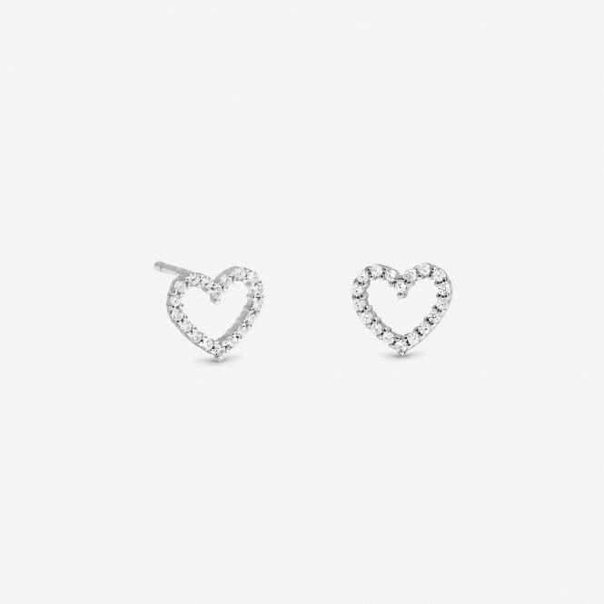 Jon Richard Simply Silver Sterling Silver 925 Cubic Zirconia Open Heart Earrings - Gift Sleeve