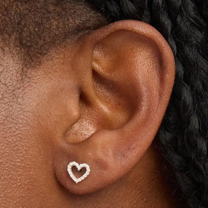 Jon Richard Simply Silver Sterling Silver 925 Cubic Zirconia Open Heart Earrings - Gift Sleeve