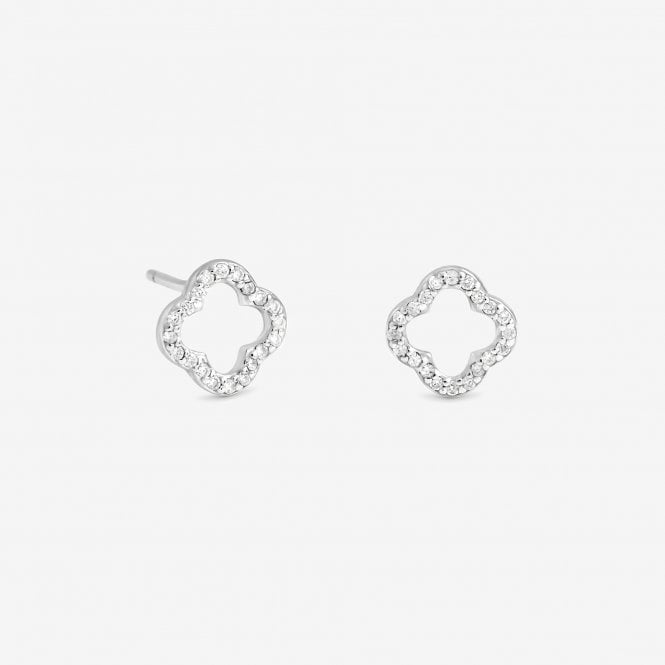 Jon Richard Simply Silver Sterling Silver 925 Cubic Zirconia Open Clover Earrings - Gift Cracker