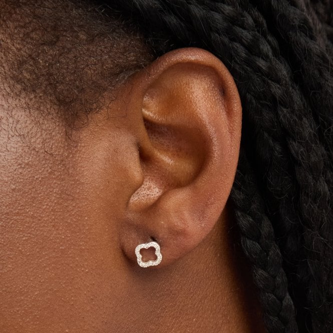 Jon Richard Simply Silver Sterling Silver 925 Cubic Zirconia Open Clover Earrings - Gift Cracker