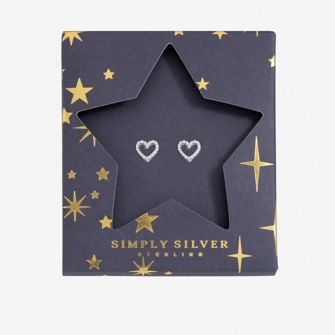 jon richard Simply Silver Sterling Silver 925 Cubic Zirconia Open Heart Earrings - Gift Sleeve jon richard Simply Silver Sterling Silver 925 Cubic Zirconia Open Heart Earrings - Gift Sleeve