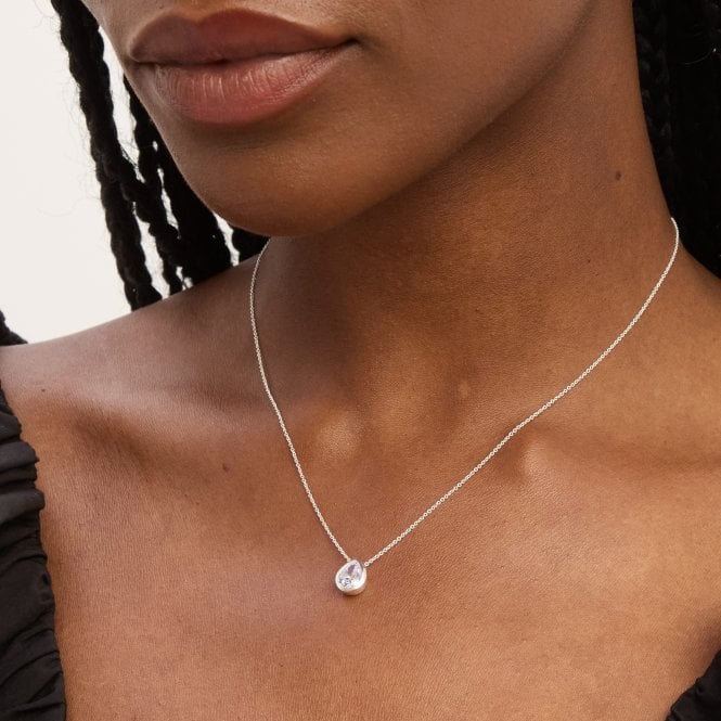 Jon Richard Simply Silver Sterling Silver 925 Cubic Zirconia Pear Pendant