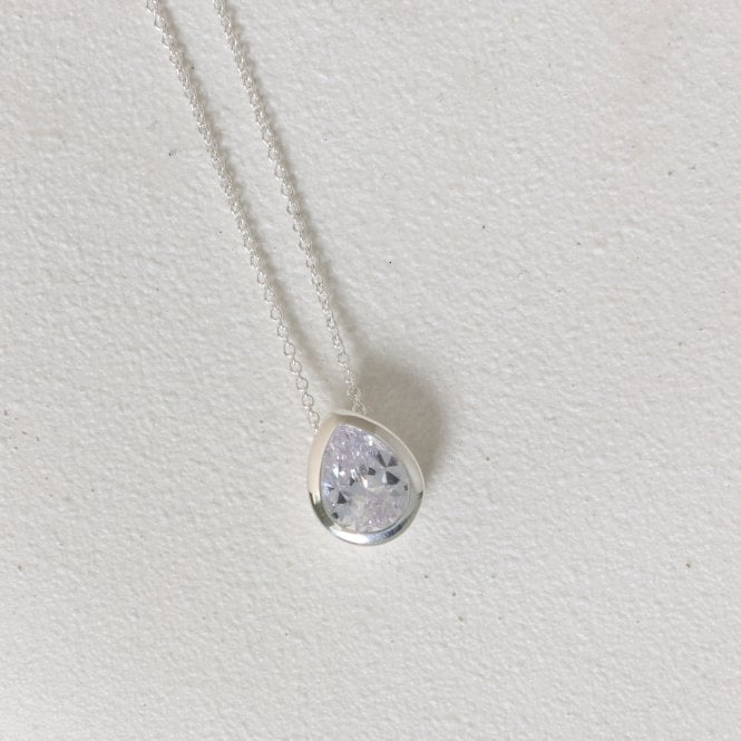 Jon Richard Simply Silver Sterling Silver 925 Cubic Zirconia Pear Pendant