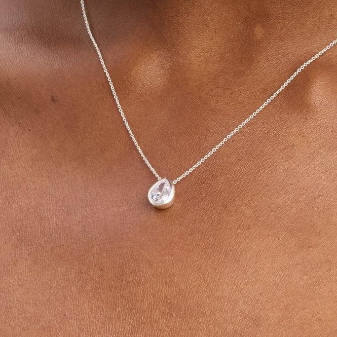 Jon Richard Simply Silver Sterling Silver 925 Cubic Zirconia Pear Pendant