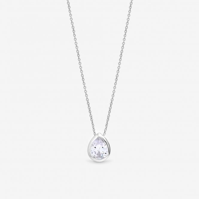 jon richard Simply Silver Sterling Silver 925 Cubic Zirconia Pear Pendant