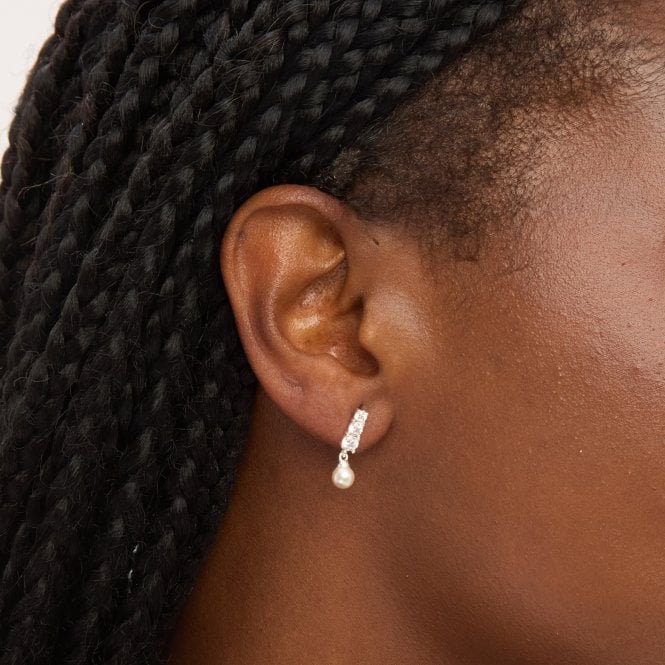 Jon Richard Simply Silver Sterling Silver 925 Cubic Zirconia Pearl Drop Earrings