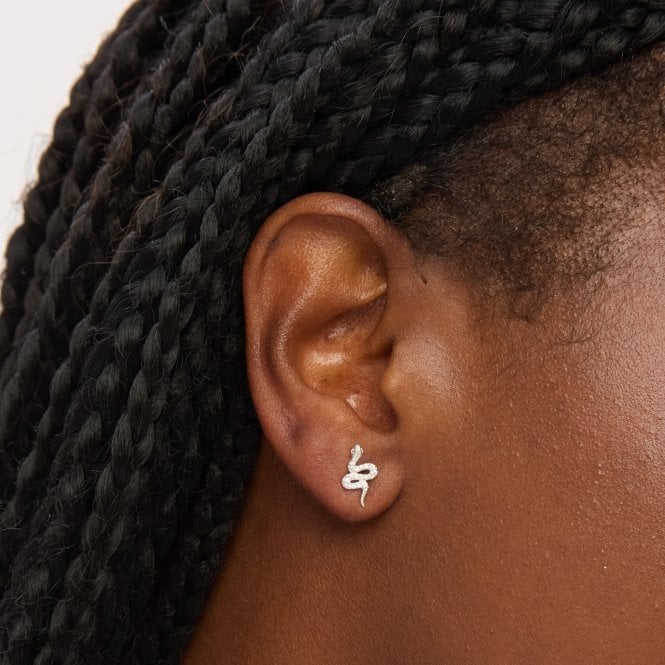 Jon Richard Simply Silver Sterling Silver 925 Cubic Zirconia Pave Snake Stud Earrings