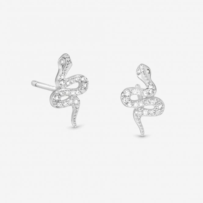 jon richard Simply Silver Sterling Silver 925 Cubic Zirconia Pave Snake Stud Earrings