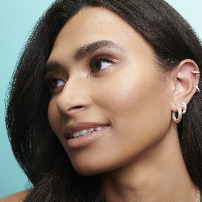 Jon Richard Simply Silver Sterling Silver 925 Cubic Zirconia Pave Hoop Earring