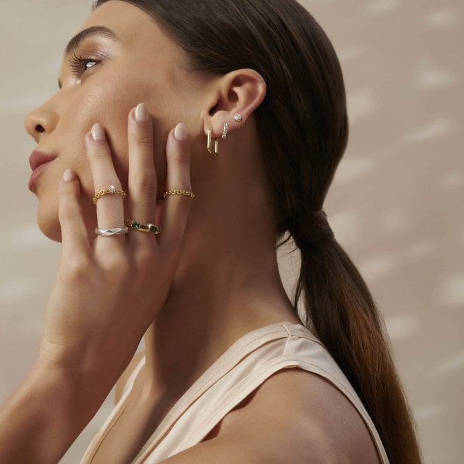 Jon Richard Simply Silver Sterling Silver 925 Cubic Zirconia Pave Hoop Earring