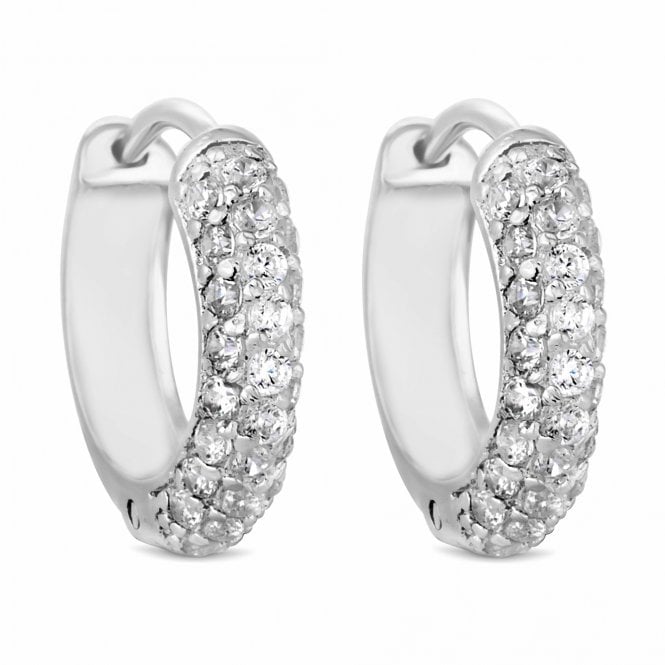 jon richard Simply Silver Sterling Silver 925 Cubic Zirconia Pave Hoop Earring