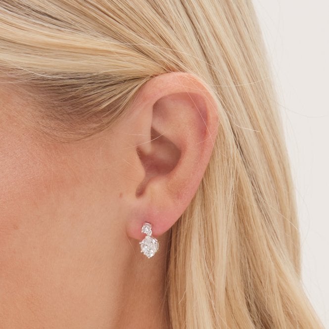 Jon Richard Simply Silver Sterling Silver 925 Cubic Zirconia Round Drop Stud Earrings