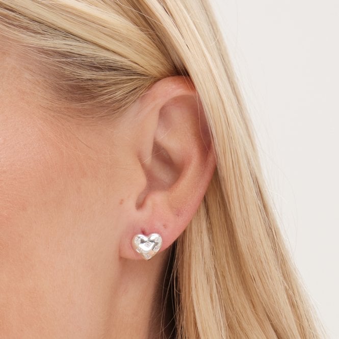 Jon Richard Simply Silver Sterling Silver 925 Cubic Zirconia Scattered Stone Heart Stud Earrings