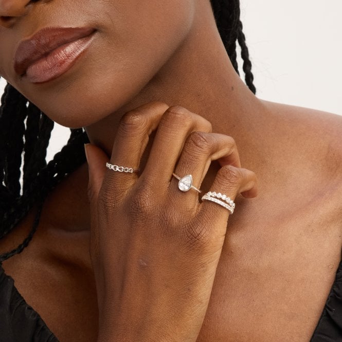 Jon Richard Simply Silver Sterling Silver 925 Cubic Zirconia Solitaire Pear Ring