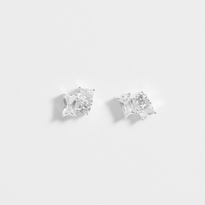 Jon Richard Simply Silver Sterling Silver 925 Cubic Zirconia Scattered Stone Stud Earrings