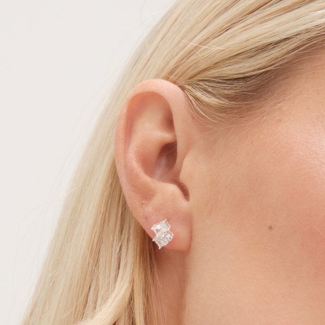 Jon Richard Simply Silver Sterling Silver 925 Cubic Zirconia Scattered Stone Stud Earrings