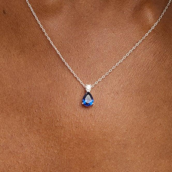 Jon Richard Simply Silver Sterling Silver 925 Cubic Zirconia Sapphire Pendant - Gift Pouch