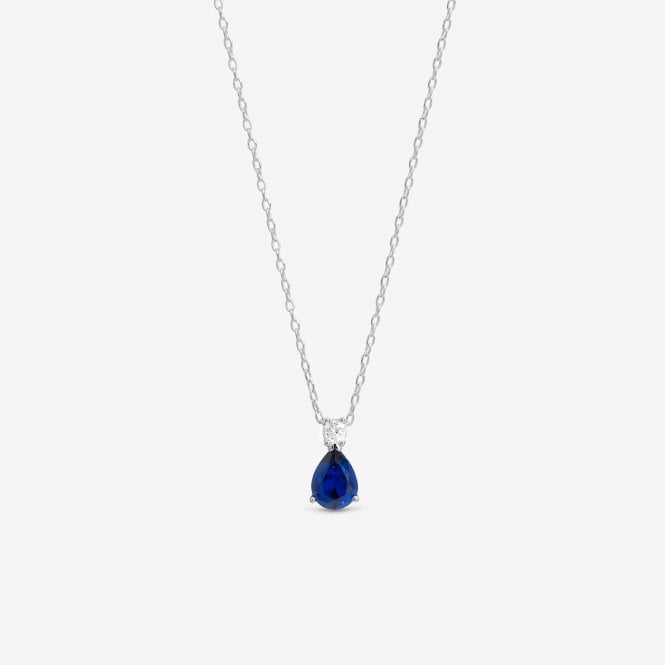 jon richard Simply Silver Sterling Silver 925 Cubic Zirconia Sapphire Pendant - Gift Pouch