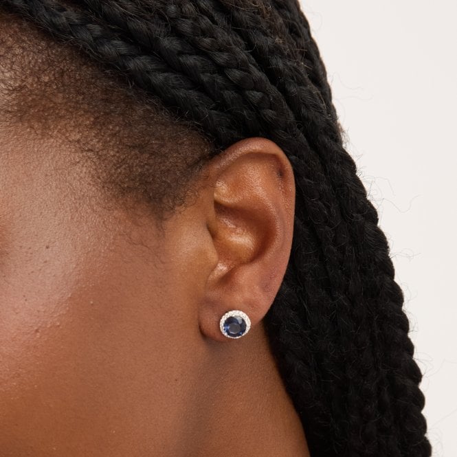 Jon Richard Simply Silver Sterling Silver 925 Cubic Zirconia Sapphire Halo Stud Earrings