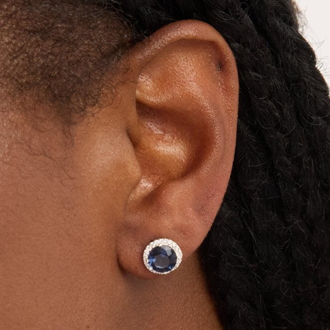 Jon Richard Simply Silver Sterling Silver 925 Cubic Zirconia Sapphire Halo Stud Earrings