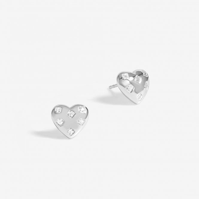 jon richard Simply Silver Sterling Silver 925 Cubic Zirconia Scattered Stone Heart Stud Earrings