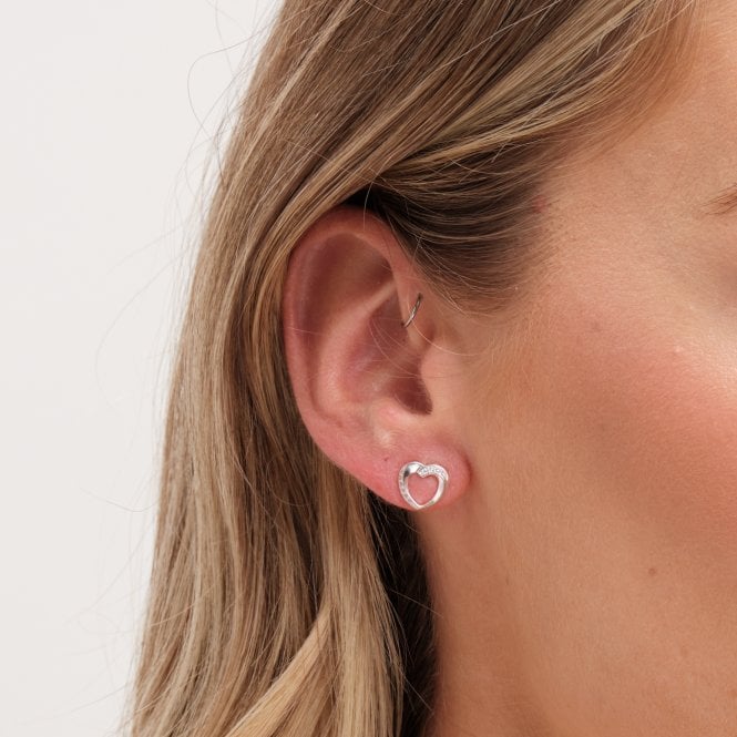 Jon Richard Simply Silver Sterling Silver 925 Cubic Zirconia Twisted Heart Stud Earrings